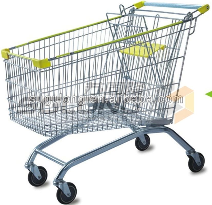 Commercial Supermarket Grocery Shopping Cart 180 Litres Volume With EVA