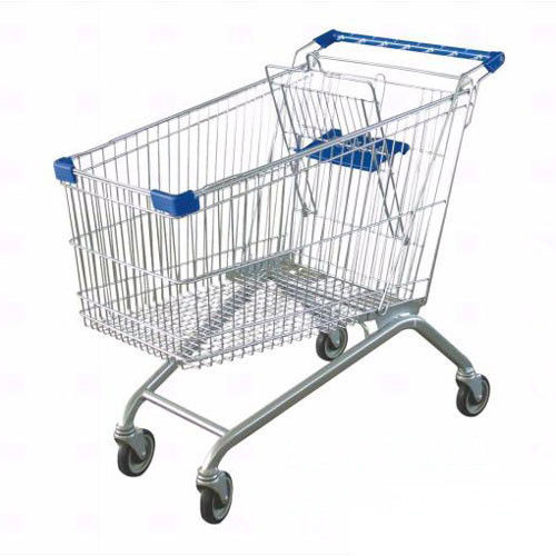 Steel Material Unfolding Supermarket Trolleys Wire Shopping Basket With