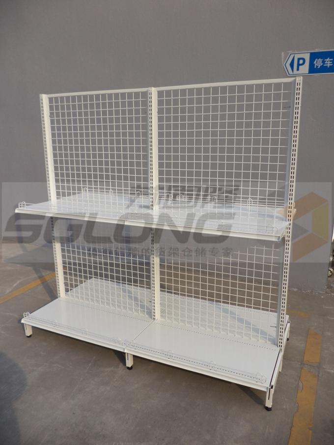 Supermarket Convenience Store Wire Mesh Shelves , White Wire Shelving Units