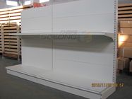 White Slatwall Back Retail Gondola Shelving For Chain Shops / Convenience Store