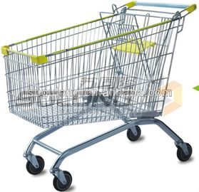 Unfolding Colored Supermarket Shopping Trolley Baskets Steel Material