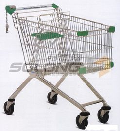 Unfolding Colored Supermarket Shopping Trolley Baskets Steel Material