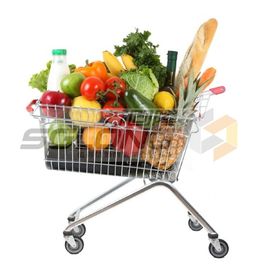Unfolding Supermarket Shopping Trolley , Metal Wire Shopping Carts