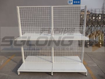 Supermarket Convenience Store Wire Mesh Shelves , White Wire Shelving Units