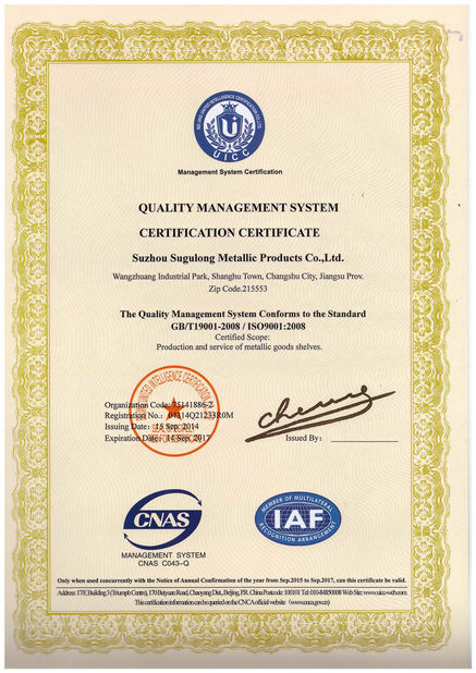 China Suzhou Sugulong Metallic Products Co., Ltd certification